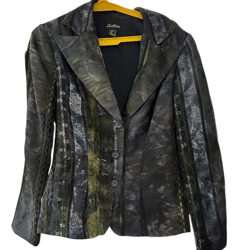 Womens Art To Wear Blazer Jacket Sz4 Mixed Fabric Artsy Stylish
